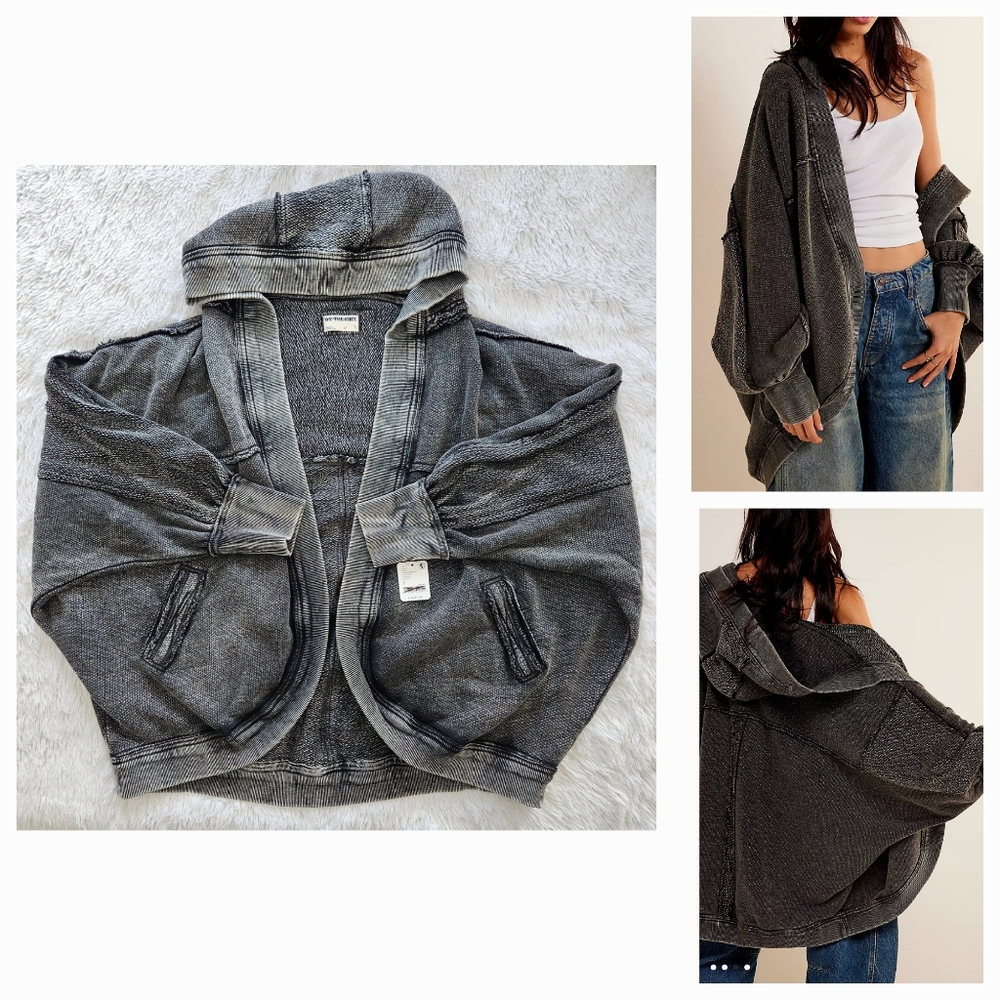 Free People We The Free Forever Yours Cardi Washed Black